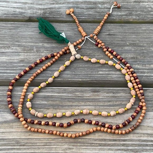 Set of 3 Pray Beads Handmade Tasbeeh Brown Real Wood Beads Tasbeh lot of 3 - Picture 2 of 6